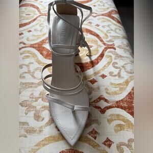 SCHUTZ White Strappy Block Heels